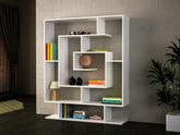 Bibliothèque ÉLÉGANLIVRES blanche - Vue d’ensemble avec objets déco, Idéale pour livres et décoration